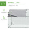 Galvanized Large Metal Chicken Coop Cage Walk-in Enclosure Poultry Hen Run House Playpen Rabbit Hutch with Cover for Outdoor Backyard, Silver