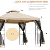 10' x 10' Steel Outdoor Patio Gazebo Canopy with Privacy Mesh Curtains, Weather-Resistant Roof, & Storage Trays