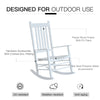 Outdoor Rocking Chair, Wooden Rustic High Back All Weather Rocker, Slatted for Indoor, Backyard & Patio, White