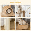 Cat Tree for Indoor Cats Kitty Tower with Scratching Post, Bed, Tunnel, Toys, 16" x 16" x 48", Light Brown