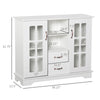 Modern Sideboard Storage Console Cabinet with Glass Door and Drawer for Kitchen  Living & Dining Room  White