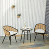 3 Pieces Patio PE Rattan Bistro Set, Round Resin Wicker Coffee Set, w/ Chairs & Coffee Table Conversation Set, for Garden, Cream White