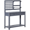 Potting Bench Table, Garden Work Bench, Outdoor Wooden Workstation with Tiers of Shelves and Drawer for Patio, Courtyards, Balcony, Grey