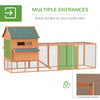 Chicken Coop 137" XL Solid Wood Deluxe Outdoor Lockable Chicken Coop Kit with Nesting Box and Run Orange