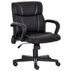 Leather Office Chair, Mid Back Desk Chair with 2 Point Vibration, USB Charge and Gas lift, Sturdy Base, Massage Office Chair, Black