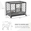 Heavy Duty Dog Cage Metal Kennel and Crate Dog Playpen with Lockable Wheels, Slide-out Tray, Food Bowl and Double Doors