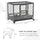 Heavy Duty Dog Cage Metal Kennel and Crate Dog Playpen with Lockable Wheels, Slide-out Tray, Food Bowl and Double Doors