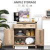Farmhouse Sideboard, Wooden Accent Buffet Cabinet with Drawer and Adjustable Shelf for Kitchen, Oak