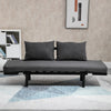Single Person Chaise Lounger, Modern Sofa Bed with 5 Adjustable Positions, 2 Large Pillows, and Black Legs, Charcoal Grey