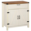 Farmhouse Sideboard, Wooden Accent Buffet Cabinet with Drawer and Adjustable Shelf for Kitchen, White