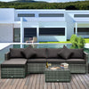 6 Pieces Outdoor PE Rattan Sofa Set, Sectional Conversation Wicker Patio Couch Furniture Set with Cushions and Coffee Table, Charcoal