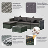 6 Pieces Outdoor PE Rattan Sofa Set, Sectional Conversation Wicker Patio Couch Furniture Set with Cushions and Coffee Table, Charcoal