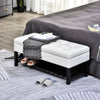 44" Tufted Faux Leather Ottoman Storage Bench with Shoe Rack - White