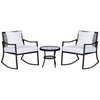 3 Piece Outdoor PE Rattan Patio Rocking Chair Set with Table - Brown