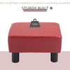 Modern Faux Leather Upholstered Rectangular Ottoman Footrest with Red Foam Seat and Plastic Legs, Red