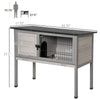 Elevated Rabbit Hutch Bunny Hutch with Hinged Asphalt Roof, Removable Tray, Fir Wood Bunny Cage for Indoor/Outdoor, Grey