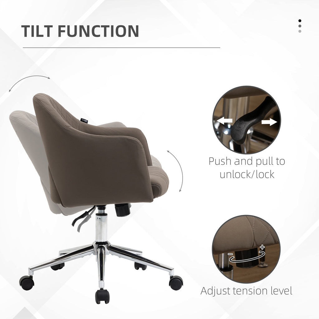 Ergonomic Office Chair with Swivel, Mid-Back Computer Desk Chair with Adjustable Height and Back Tilt, Brown