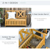 Wooden Outdoor Storage Bench 2-Person Backyard Patio Bench with Louvered Side Panels & Wood Build, Waterproof Frame, Yellow