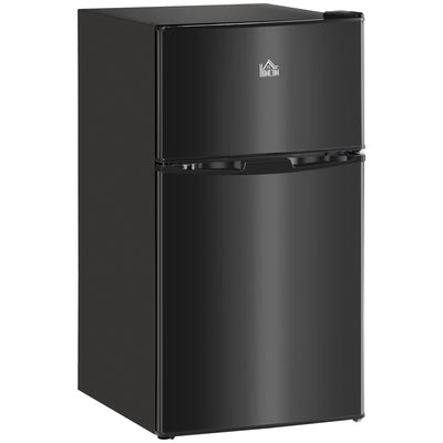 Double Door Mini Fridge with Freezer, 3.2 Cu.Ft Compact Refrigerator with Adjustable Shelf, Adjustable Thermostat and Reversible Door, Black