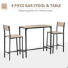 3 Piece Industrial Dining Table Set, Counter Height Bar Table & Chairs Set for Small Space, Dining Room, Natural Wood