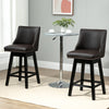 Bar Stools, Bar Stools with Backs, Nailhead Trim, Wood Legs for Kitchen, Bar, Bar Height Bar Stools, Brown