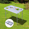 40" Portable Camping Table with Faucet Folding Easy-Clean Camping Table with Dual Water Basins