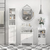 Linen Cabinet Slim Bathroom Storage Cabinet Freestanding Bathroom Tall Organizer Tower Cupboard Adjustable Shelves Wooden Furniture White