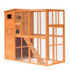 Large Wooden Outdoor Cat Enclosure Catio Cage With Ramp and Covered House 77" x 38" x 69"