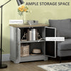 Farmhouse Storage Cabinet, Sideboard Buffet Cabinet with Double Glass Doors and Wood Countertop for Kitchen, Dining Room, Living Room, Grey
