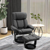 PU Leather Massage Recliner Chair with Ottoman, 10 Point Vibration Swiveling Armchair, Black