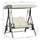2-Person Patio Swing Chair Outdoor Canopy Swing with Adjustable Shade, Soft Cushions, Throw Pillows and Tray for Poolside, Backyard, Beige