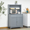 Modern 58" Kitchen Buffet with Hutch, Microwave Cabinet with Drawer and Storage Cupboard, Pantry for Dining Room, Grey