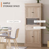 Traditional Buffet with Hutch, Freestanding Kitchen Pantry Storage Cabinet with Doors and Drawer, Adjustable Shelving, Oak
