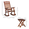 Wooden Outdoor Rocking Chair, 2-Piece Porch Rocker Set with Foldable Table for Patio, Backyard and Garden, Brown