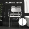 3-in-1 Shower Chair with Back and Arms, Height Adjustable Bedside Commode, Raised Toilet Seat with Non-Slip Rubber Foot Pad for Seniors, Disabled, White