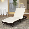Wicker Chaise Patio Lounge Chair, 5 Position Adjustable Backrest and Cushions Outdoor PE Rattan Wicker Lounge Chair - Black / Cream