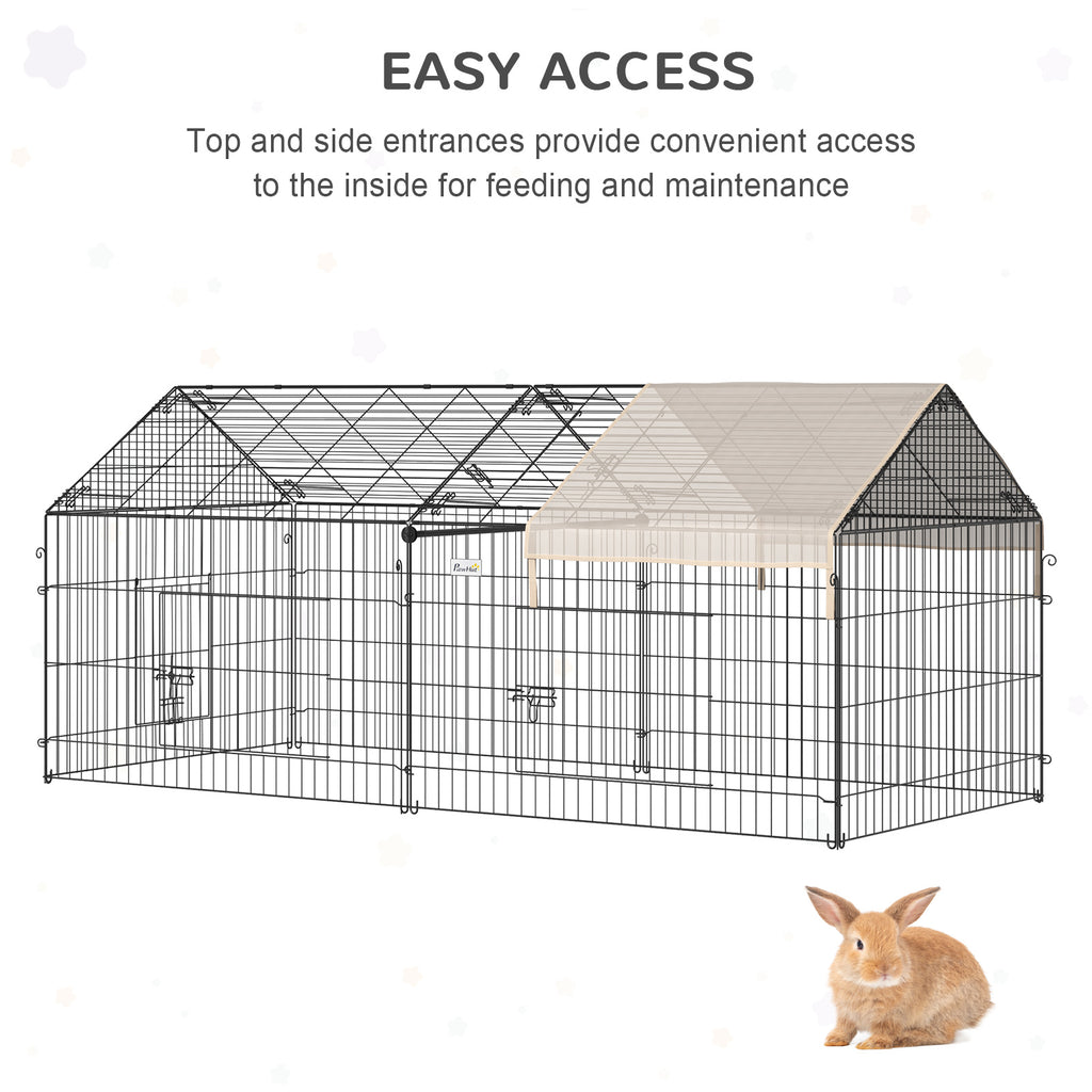 Outdoor Metal Pet Enclosure Small Animal Playpen Run for Rabbits, Chickens, Cats, Small Animals, Black & White 87" x 41"