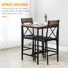 3 Piece Dining Table Set, Bar Table and Chairs Set with PU Padded Stools and Steel Frame for Kitchen, Small Space, Brown