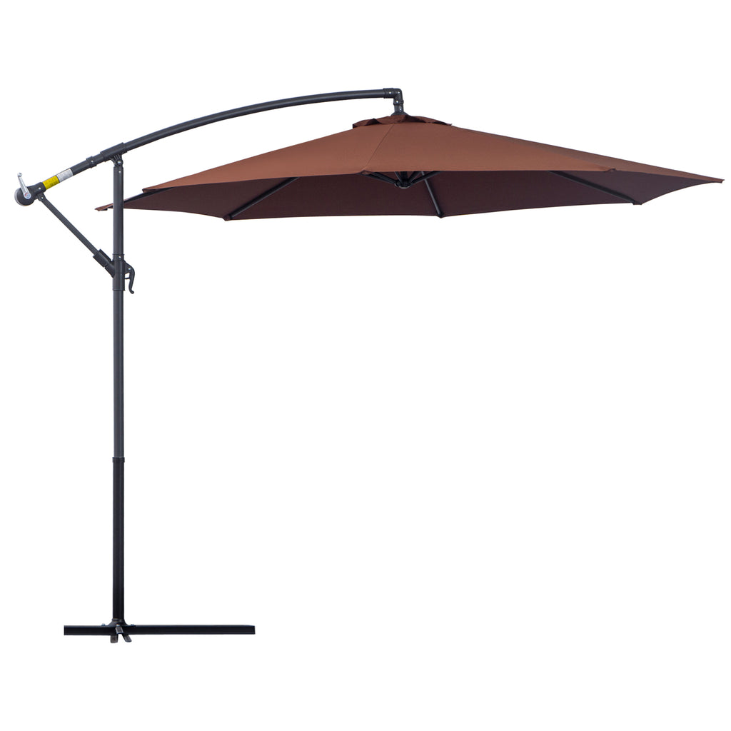 10' Cantilever Hanging Tilt Offset Patio Umbrella with UV & Water Fighting Material and a Sturdy Stand, Brown