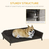 Rattan Dog Sofa, Wicker Pet Bed, Raised Cat Couch, with Steel Frame, Soft Washable Cushion, for Small and Medium Dog, Charcoal Grey