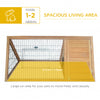 46" x 24" Wooden A-Frame Outdoor Rabbit Cage Small Animal Hutch with Outside Run & Ventilating Wire, Yellow