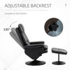 Recliner and Ottoman with Wrapped Base, Swivel PU Leather Reclining Chair with Footrest for Living Room, Bedroom and Office, Black