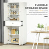 Kitchen Pantry Cabinet, Tall Kitchen Storage Cabinet, Freestanding Pantry with 2 Double Doors, Adjustable Hinge and Drawer for Kitchen, White