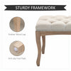 43" Upholstered Entryway Bench, Linen Fabric Ottoman Stool with Button Tufted Seat, and Rubber Wood Legs for Living Room, Bedroom, Beige