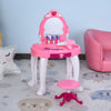 Children Dressing Table Set Girls, Pretend Princess Vanity Table with Music Lightening - Pink
