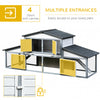88.5" Wooden Rabbit Hutch Bunny Hutch Guinea Pig House with Removable Tray, Double Ramp and Weatherproof Asphalt Roof for Outdoor, Grey