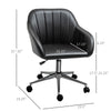 Mid-Back Office Chair PU Leather Swivel Task Armchair with Tub Shape Design for Living Room Home, Black