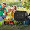 Tumbling Compost Bin Outdoor 360Â° Dual Chamber Rotating Composter 43 Gallon, Black