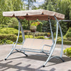 3 Person Patio Swing Seats, Porch Swing with Stand and Adjustable Canopy Outdoor Swing Chair Bench for Garden, Poolside, Beige
