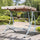 3 Person Patio Swing Seats, Porch Swing with Stand and Adjustable Canopy Outdoor Swing Chair Bench for Garden, Poolside, Beige